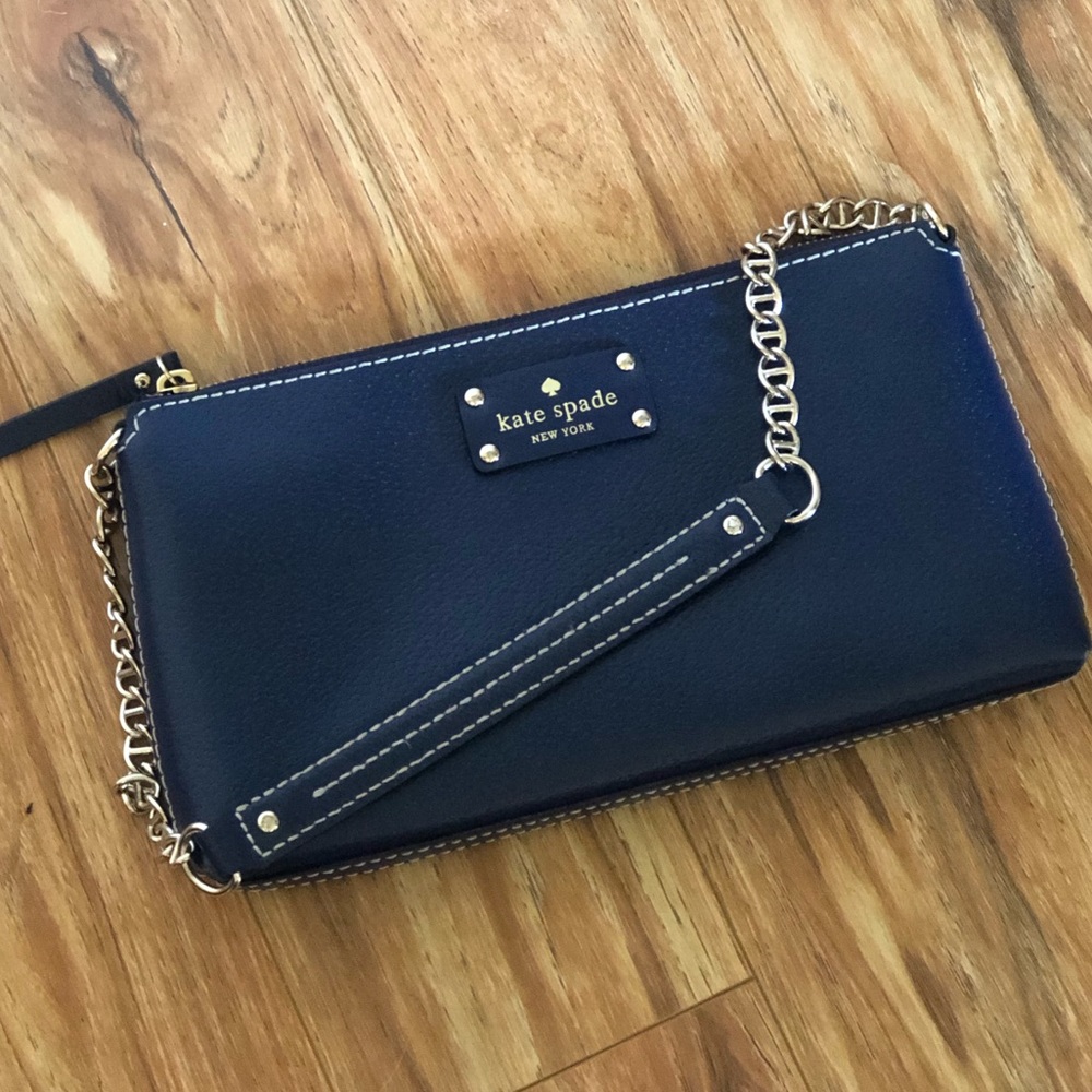 Kate Spade Navy Pebble Leather Shoulder Bag